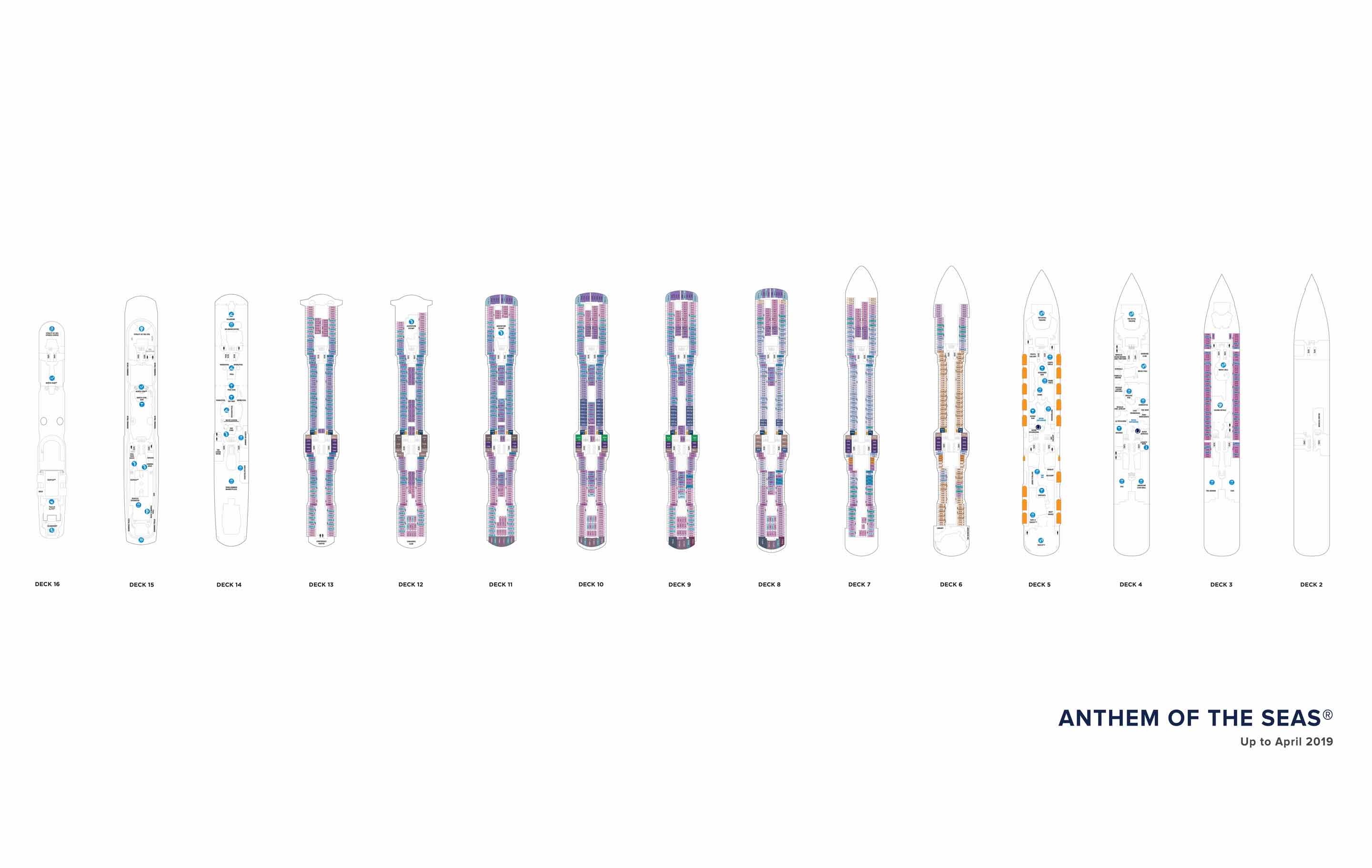 The deck plans for Anthem of the Seas, Royal Caribbean Cruises