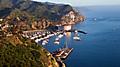 Aerial view of the seaside town of Avalon. Catalina Island, California.