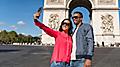 France Paris Couple by Arc De Triomphe