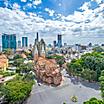 Aerial view of Notre-Dame Cathedral Basilica of Saigon in Ho Chi Min, Vietnam