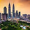 The skyline of Kuala Lumpur in Malaysia during a golden sunset