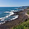 The Nichinan coastline viewpoint with dark volcanic sand in Miyazaki, Japan