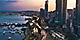 Panama City Aerial View with Buildings during Sunset