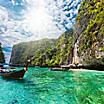 Beautiful landscape with traditional boat on the sea in Phi Phi Lee region in Phuket, Thailand