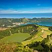 Panoramic view of Sete Cidades Lagos in Ponta Delgada, Azores