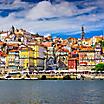 Old town skyline of Porto, Portugal, from across the Duori River