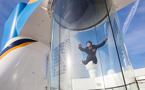 iFly instructor on Anthem in the Skydiving Tunnel, wind tunnel, skydive, skydiver, skydiving simulator, iFly by Ripcord, instructor in the Anthem ifly