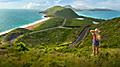 Girl Hiking Staring at the Coast. St. Kitts Nevis 