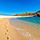 Footsteps in the sand at Santa Maria Beach in Cabo San Lucas. Mexico.