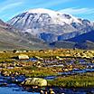 View of the scenic mountain landscape in Jotunheimen National Park near Skjolden, Norway