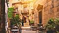 Traditional Spain Street with Tables