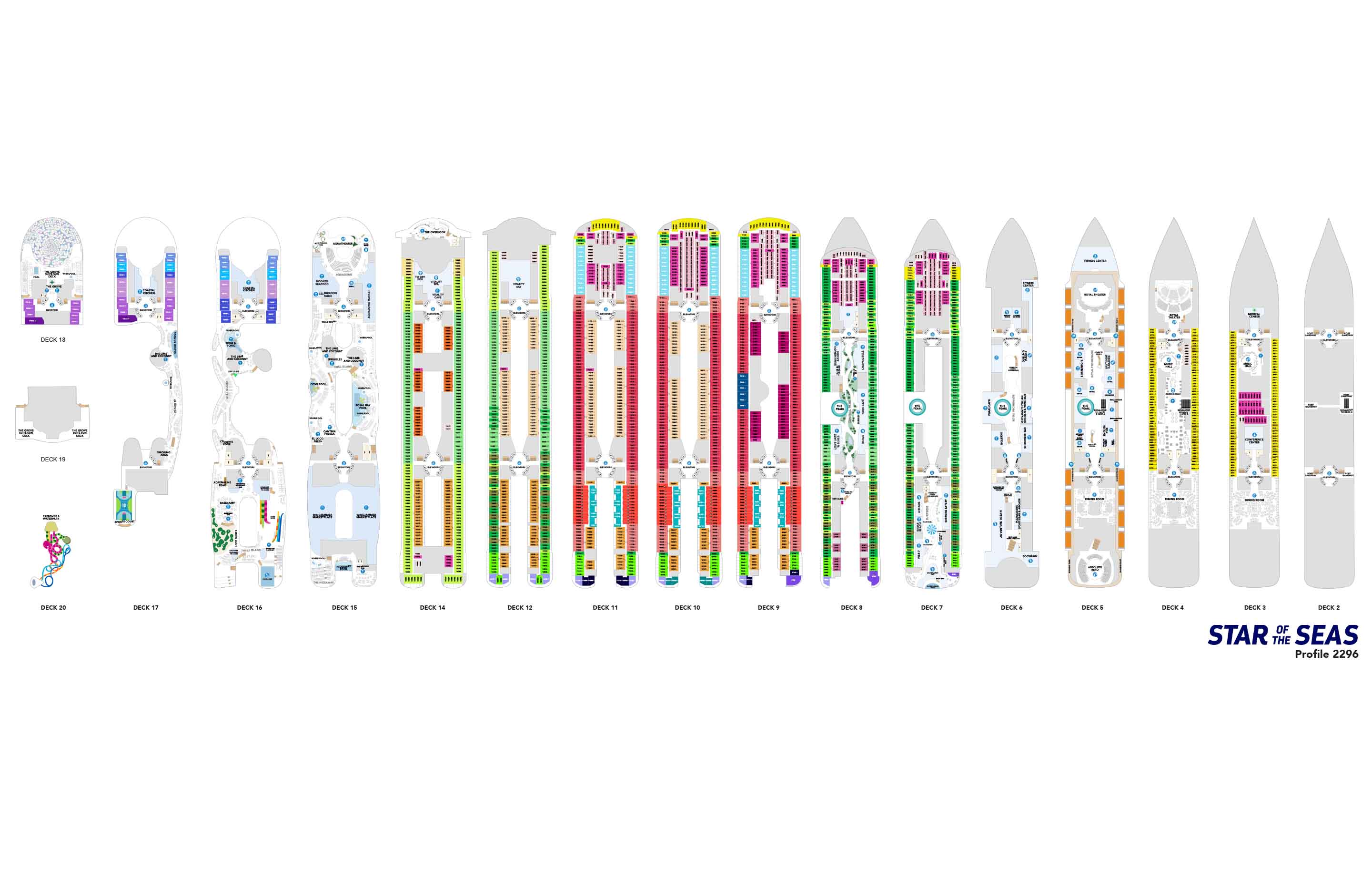 The deck plans for Star of the Seas, Royal Caribbean Cruises