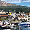 Ushuaia Harbor, Tierra del Fuego. Boats line the harbor in Ushuaia, Argentina